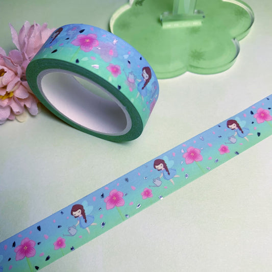 Flower fairy Washi Tape - Silver Foiled