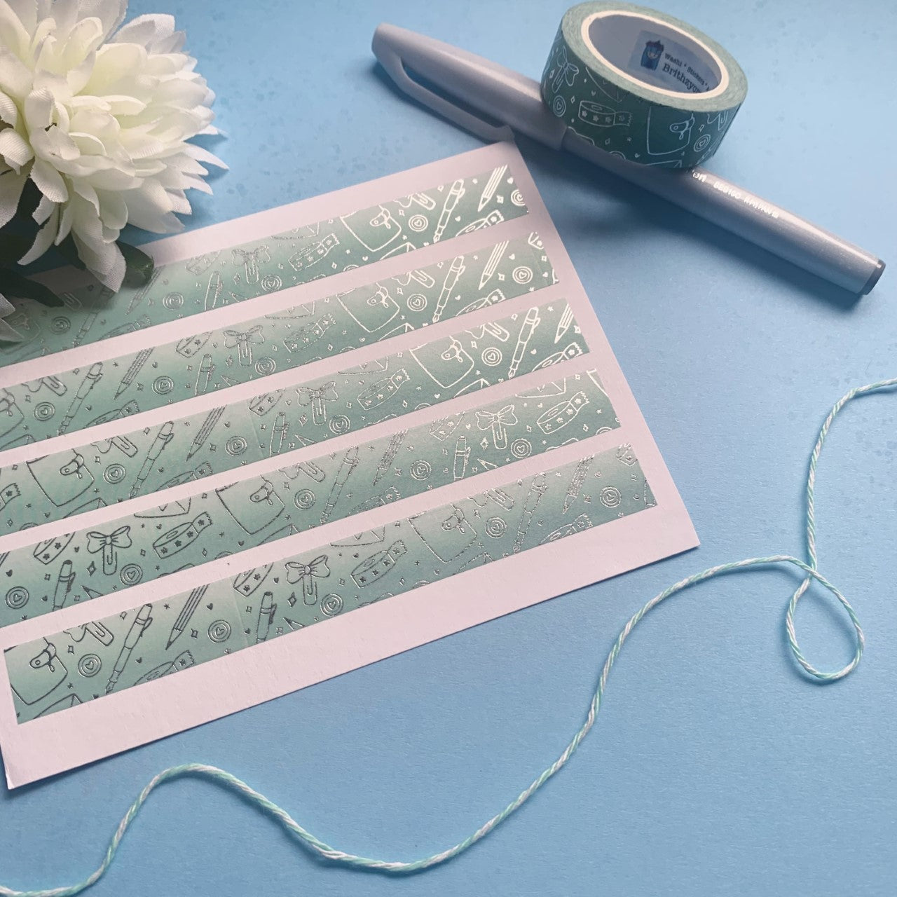 Planner Lover Washi Tape - Fresh mint - Silver foiled