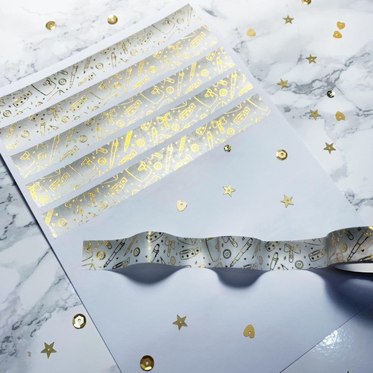Planner Lover Washi Tape - White and grey - Gold foiled