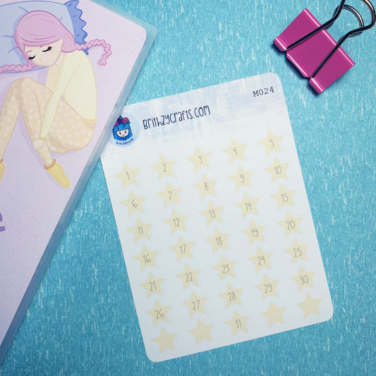 Pastel yellow star date covers - M024