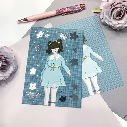 The flower girl - Silver foiled journaling card