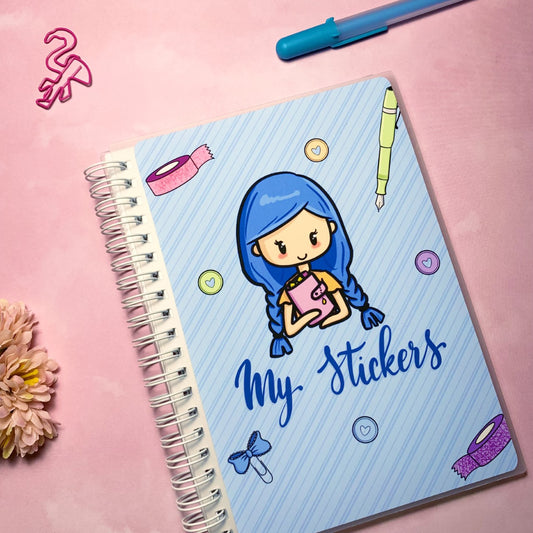 Planner Babe - Blue hair, light skin - Reusable sticker book