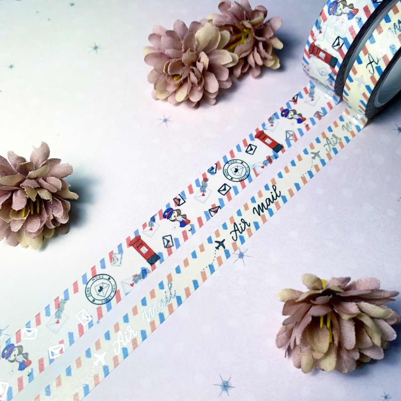 Happy mail /air mail - Silver Foiled Washi Tape