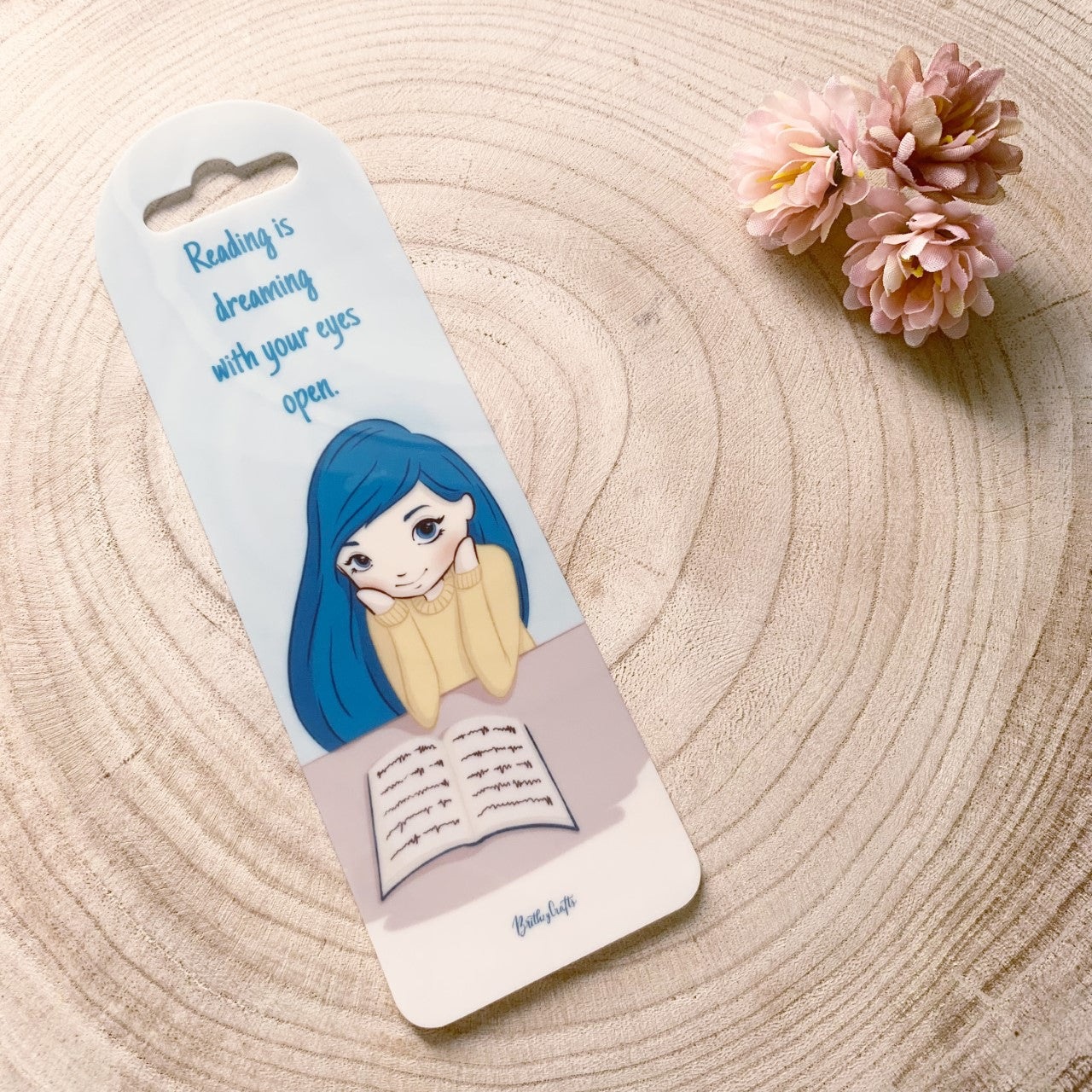 Reading girl plastic bookmark