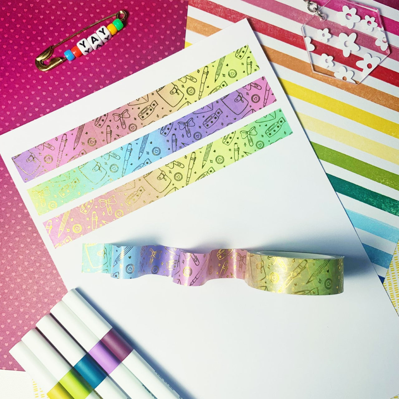 Planner Lover Rainbow variation Washi Tape - Gold Foiled