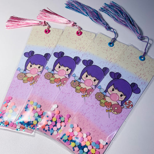 Candy Babe shaker bookmark - with sequins and tassel