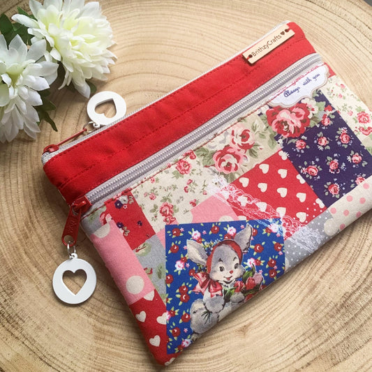 Patchwork bunny - double pocket Pouch