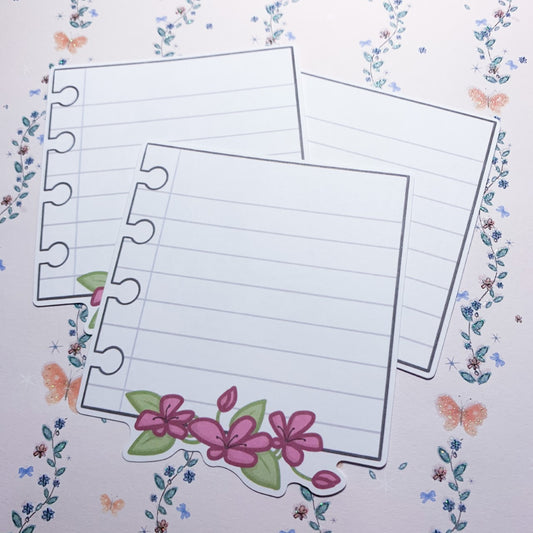 Set of 25 Floral note Loose Sheet Die Cut Paper